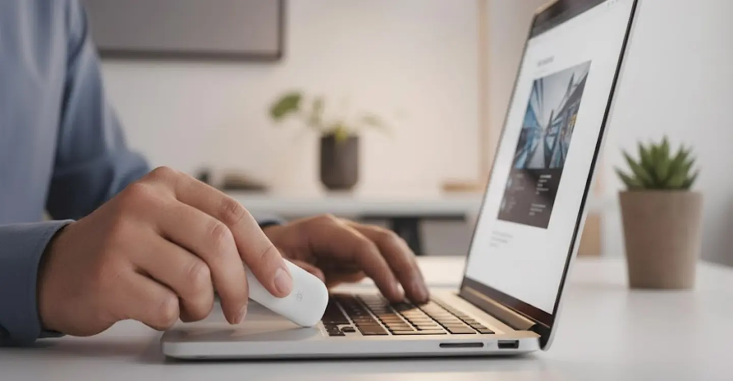 Man working on laptop with USB Dongles